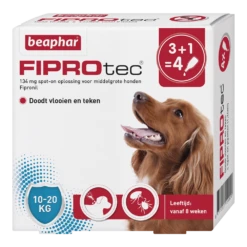 Beaphar Fiprotec Spot-on Hond - 10 Tot 20kg - 4 Stuks - Anti Vlooien En Tekenmiddel