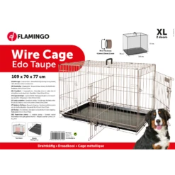 Flamingo Draadkooi Ebo Taupe - XL - 70x109x77cm - Hondenbench -Pet Planet Verkoop draadkooi ebo taupe xl 70x109x77cm hondenbench 5