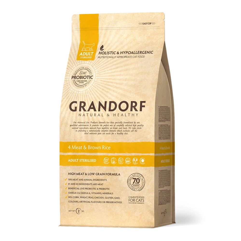Grandorf 4Meat & Bruine Rijst Gesteriliseerd - Kattenvoer - 2kg 3 Grandorf 4Meat & Bruine Rijst Gesteriliseerd - Kattenvoer - 2kg