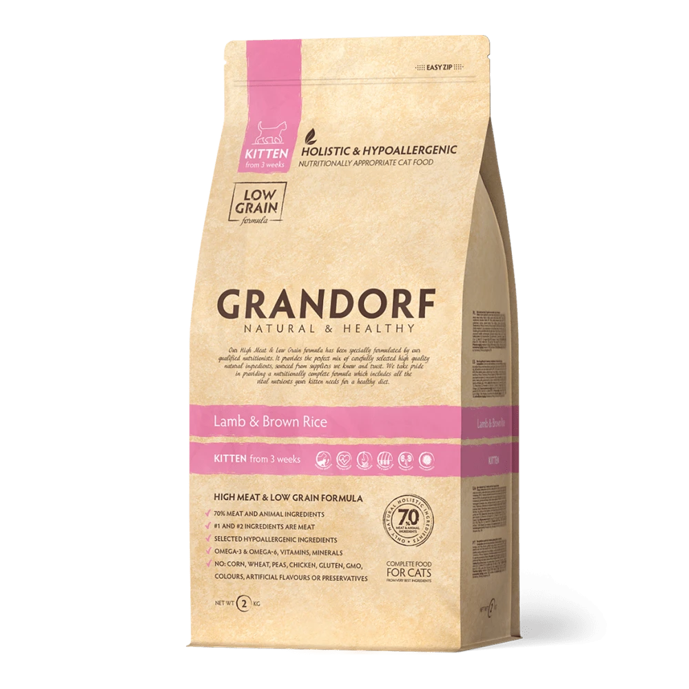 Grandorf Lam & Bruine Rijst Kitten - Kattenvoer - 2kg 3 Grandorf Lam & Bruine Rijst Kitten - Kattenvoer - 2kg