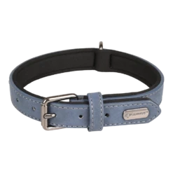 Flamingo Halsband Delu Blauw - Leer - 47-57cm 30mm - Hondenhalsband
