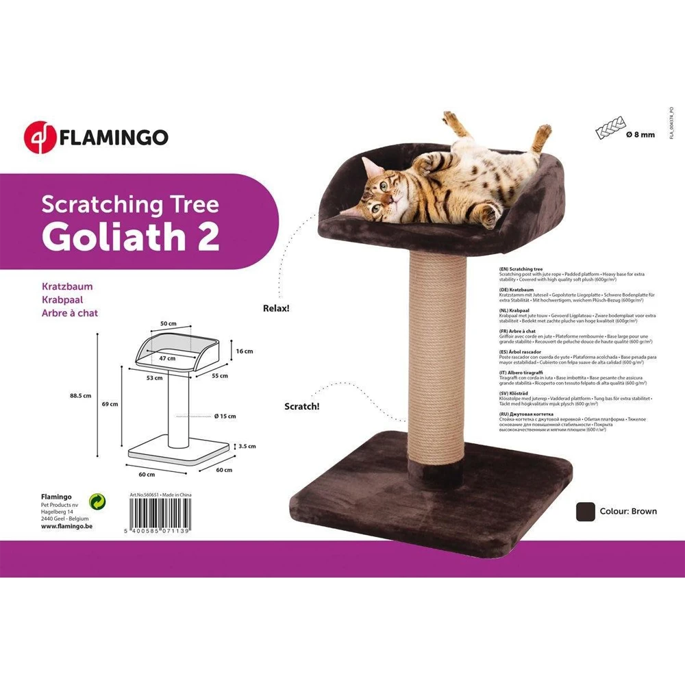 Flamingo Krabpaal Goliath 2 - Bruin - 60x60x89cm 6 Flamingo Krabpaal Goliath 2 - Bruin - 60x60x89cm - Afbeelding 4