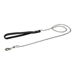 Beeztees Leren Hondenriem Met Ketting - Zwart - 12mm X 120cm