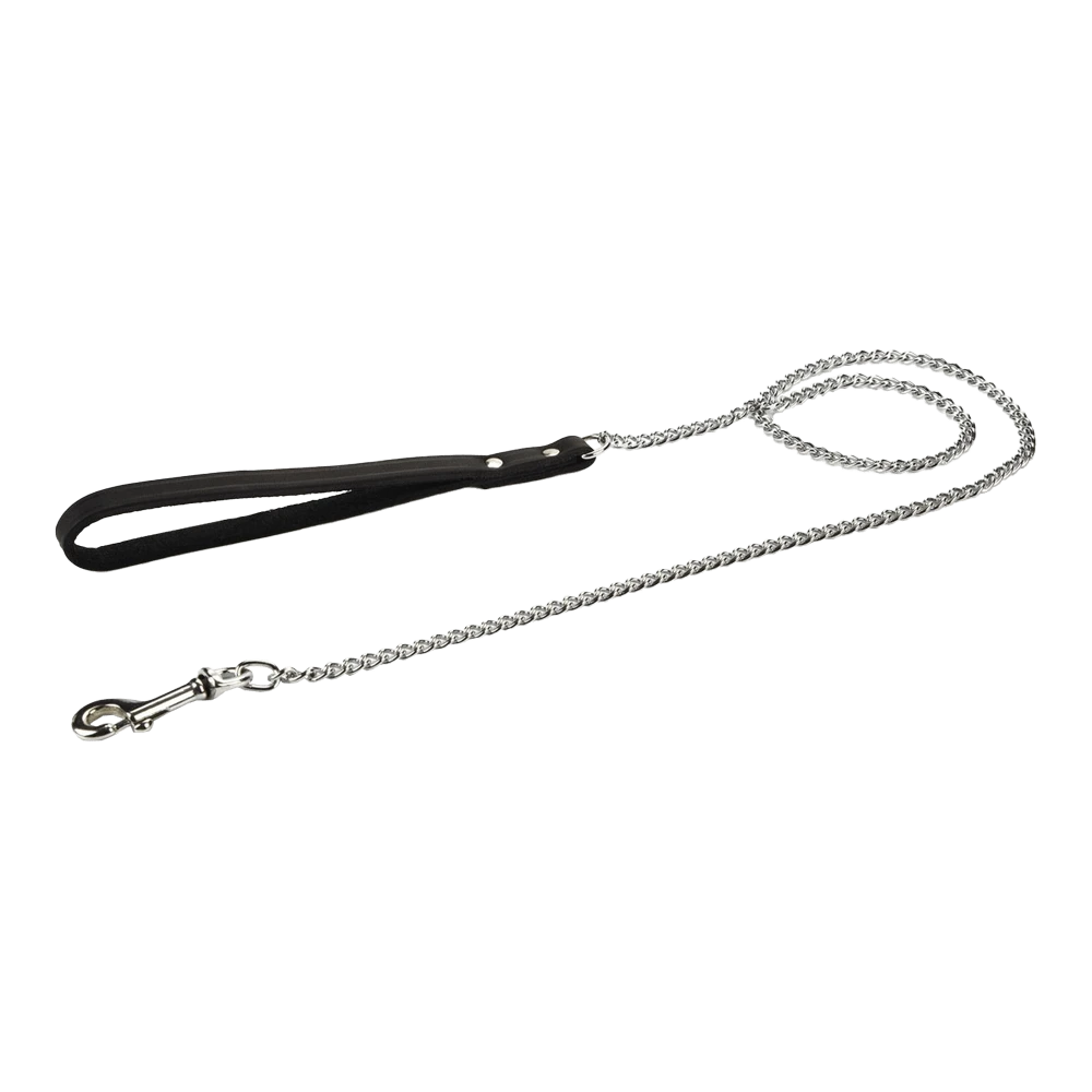 Beeztees Leren Hondenriem Met Ketting - Zwart - 12mm X 120cm 3 Beeztees Leren Hondenriem Met Ketting - Zwart - 12mm X 120cm