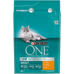 Purina One PURINAu00ae ONE Adult Rijk Aan Kip & Volkoren Granen Brokjes - Kattenvoer - 3kg