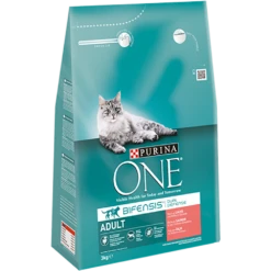 Purina One PURINAu00ae ONE Adult Rijk Aan Zalm & Volkoren Granen Brokjes - Kattenvoer - 3kg
