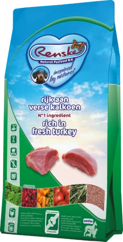 Renske Super Premium Droogvoer - Verse Kalkoen, Graanvrij, Senior - Hondenvoer - 2kg