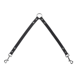 Flamingo Rondo Kopplestuk Looplijn Zwart - Leer - 30cm 12mm - Hondenriem