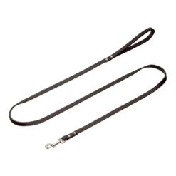 Flamingo Rondo Looplijn Gestikt Zwart - Leer - 100cm 16mm - Hondenriem