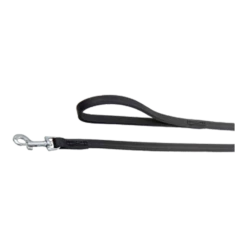 Flamingo Rondo Looplijn Gestikt Zwart - Leer - 100cm 22mm - Hondenriem