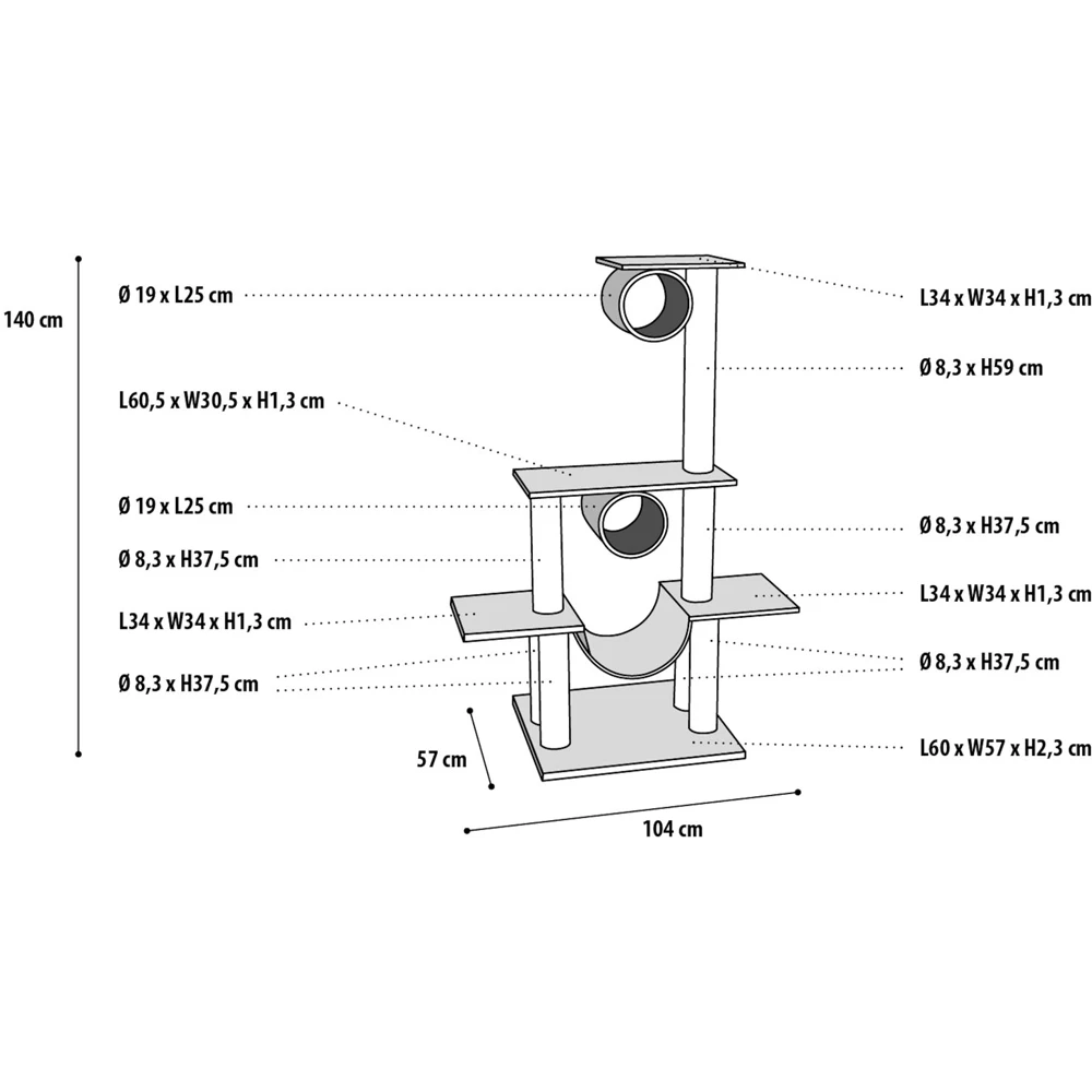 Flamingo Scratch Pole Amedeo - Beige - 103x57x141cm 5 Flamingo Scratch Pole Amedeo - Beige - 103x57x141cm - Afbeelding 3