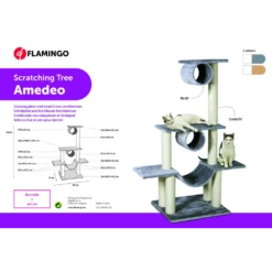 Flamingo Scratch Pole Amedeo - Beige - 103x57x141cm 9 Flamingo Scratch Pole Amedeo - Beige - 103x57x141cm -Pet Planet Verkoop scratch pole amedeo beige 103x57x141cm flamingo 4