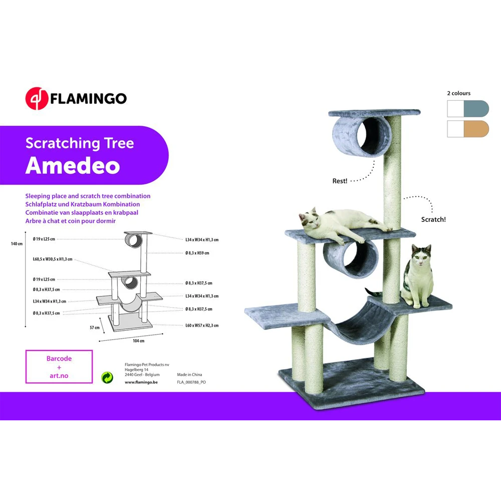Flamingo Scratch Pole Amedeo - Beige - 103x57x141cm 6 Flamingo Scratch Pole Amedeo - Beige - 103x57x141cm - Afbeelding 4