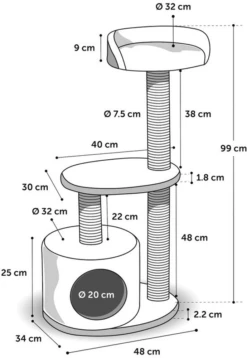 Flamingo Scratching Tree Echo - Grey - 48x34x99cm 9 Flamingo Scratching Tree Echo - Grey - 48x34x99cm -Pet Planet Verkoop scratching tree echo grey 48x34x99cm flamingo 3