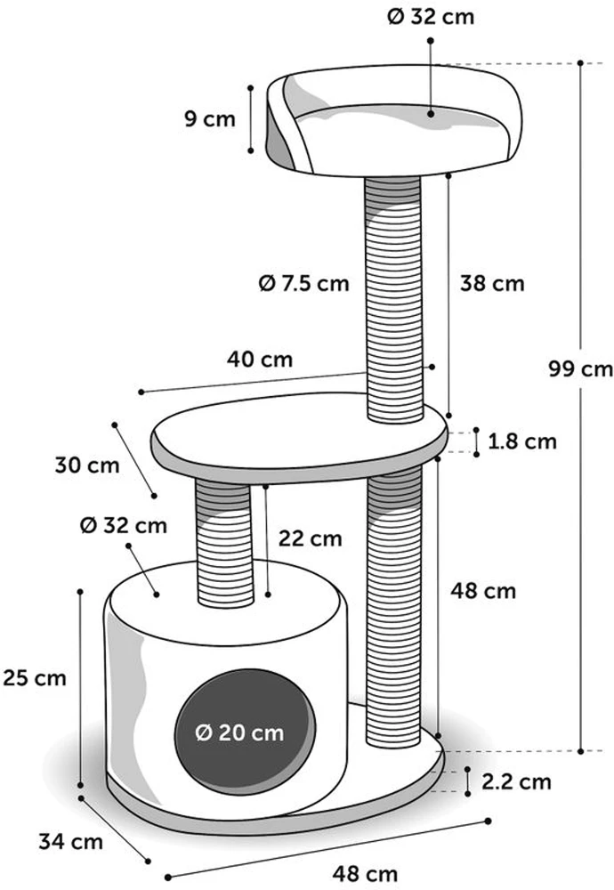 Flamingo Scratching Tree Echo - Grey - 48x34x99cm 5 Flamingo Scratching Tree Echo - Grey - 48x34x99cm - Afbeelding 3