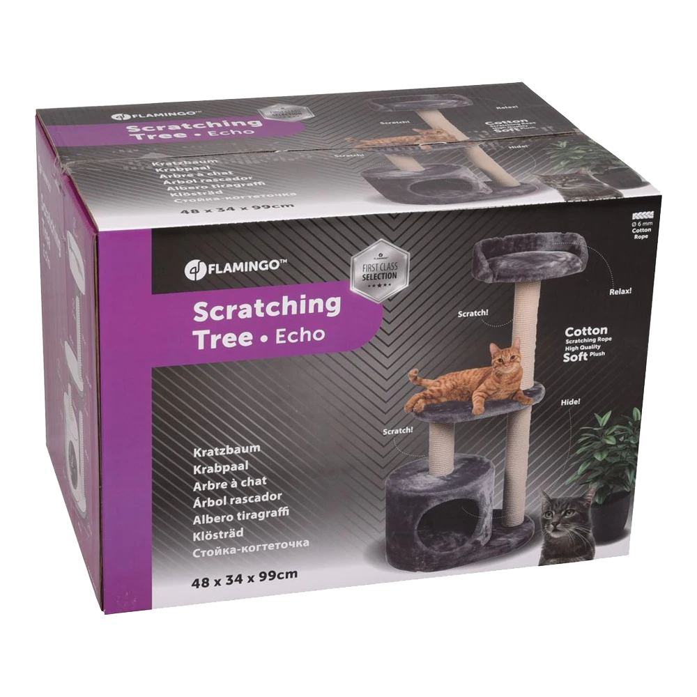 Flamingo Scratching Tree Echo - Grey - 48x34x99cm 7 Flamingo Scratching Tree Echo - Grey - 48x34x99cm - Afbeelding 5