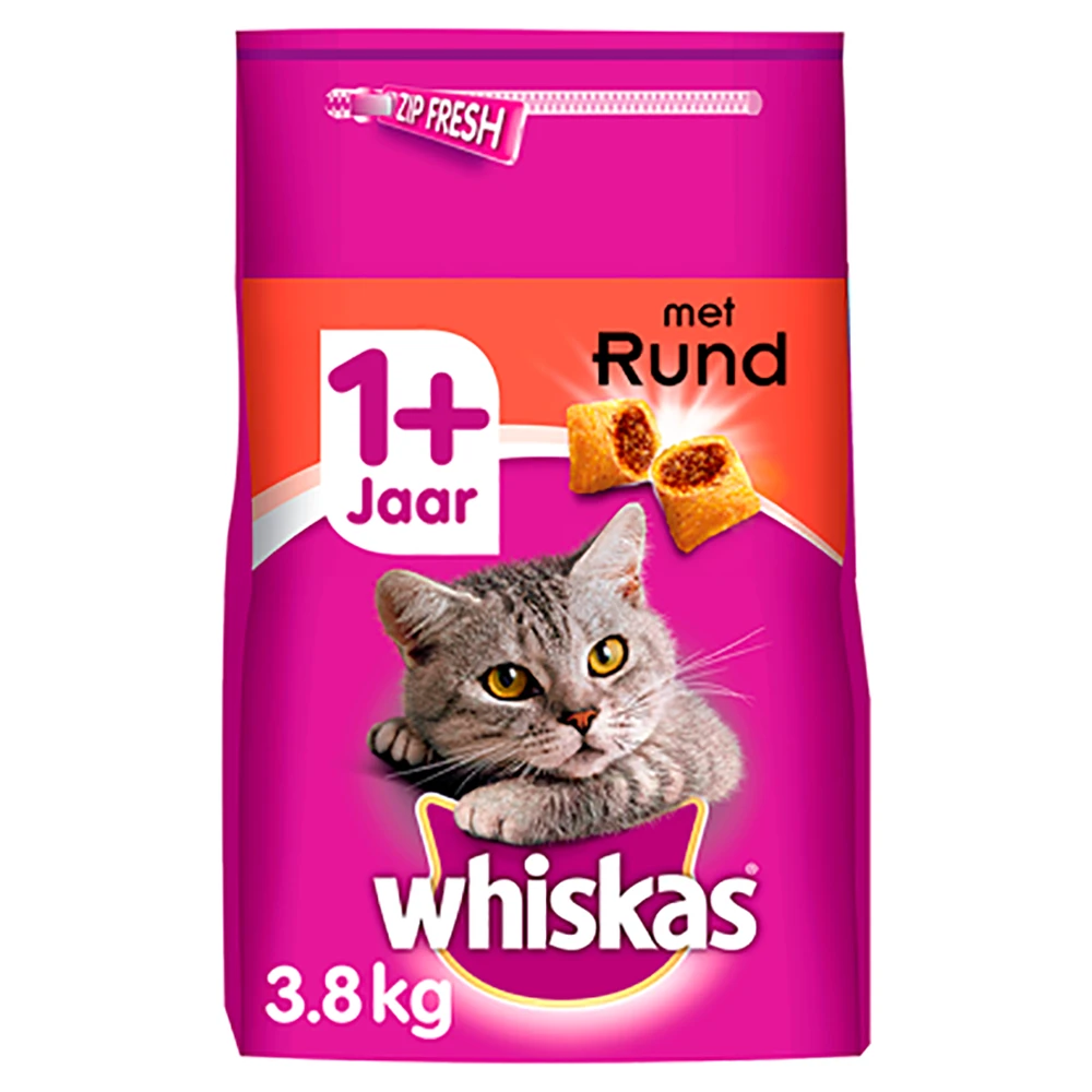 Whiskas 1+ Adult Droge Brokjes - Rund - Kattenvoer - 3,8kg 4 Whiskas 1+ Adult Droge Brokjes - Rund - Kattenvoer - 3,8kg - Afbeelding 2