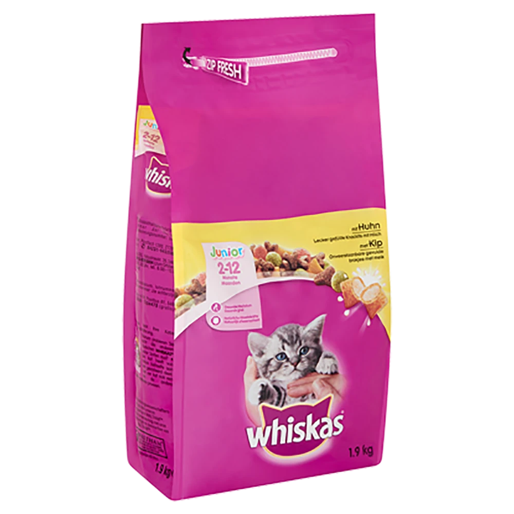 Whiskas Junior Droge Brokjes - Kip & Melk - Kittenvoer - 1,9kg 5 Whiskas Junior Droge Brokjes - Kip & Melk - Kittenvoer - 1,9kg - Afbeelding 3